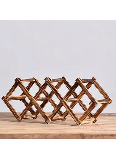 Buy 5 Bottles Foldable Wooden Wine Rack Free Standing Brown in UAE