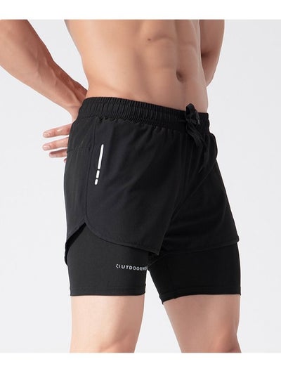 اشتري Men's Quick-drying Sports Basketball Marathon Running Fitness Shorts Fake Two Anti-slip Swimming Shorts في الامارات