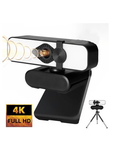 Buy 4k HD Live Computer USB Webcam Wide Angle Driverless Microphone with Stand in Saudi Arabia