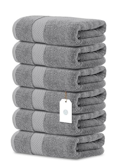 Buy 6-Piece Deep Grey Towel Set, Microfiber Plush Towels 13x29 Inches, Luxury Plush Towels- Highly Absorbent, Quick Dry, Premium Quality Towel Set for Bathroom in UAE