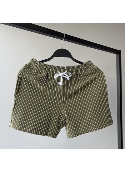 Buy Summer Striped Shorts Casual Mens Trendy Green in UAE