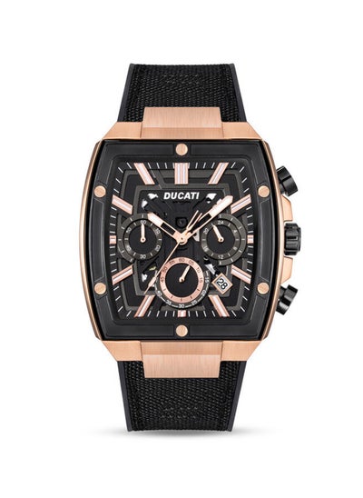 Buy Men’s Chronograph Black Strap with Rose-Gold Accents Black Dial Watch DTWGO0001004 - 40mm in UAE