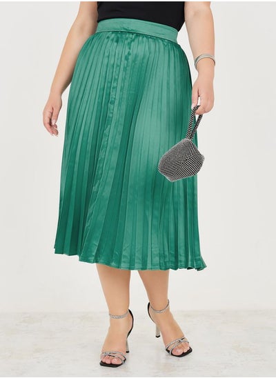 Buy Satin Pleated A-Line Midi Skirt in Saudi Arabia