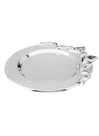 Buy Metal serving tray for desserts and pies multi-use size 30 cm in Saudi Arabia