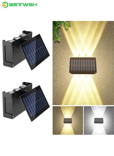 Buy 2 Pack Solar Wall Lights Outdoor,Cordless,Waterproof IP65,Adjustable PV Panel,Up & Down Lamp Wall Sconce Deck Light for Exterior Wall Garage Fence Patio Café Pub Pool Warm White and Cool White in Saudi Arabia