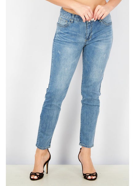 Buy Women Straight Fit Wash Jeans, Blue in Saudi Arabia