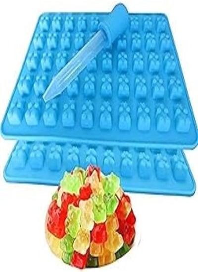 Buy KASTWAVE Silicone 50 Cavity Gummy Bear Candy Chocolate Mould with a Dropper - Pack of 2 in Egypt