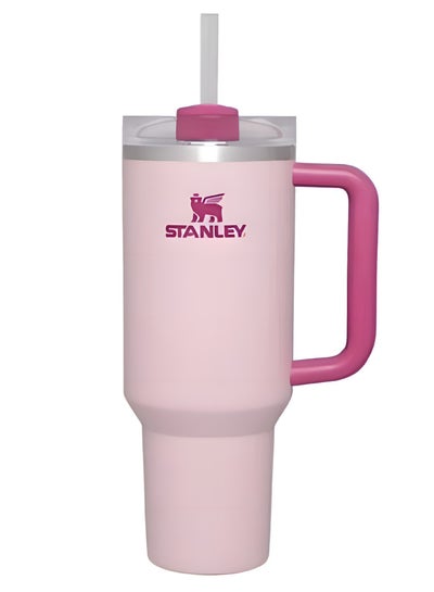 اشتري Stanley Quencher H2.0 FlowState Stainless Steel Vacuum Insulated Tumbler with Lid and Straw for Water, Iced Tea or Coffee, Smoothie and More, Flamingo Pink , 40 oz في الامارات