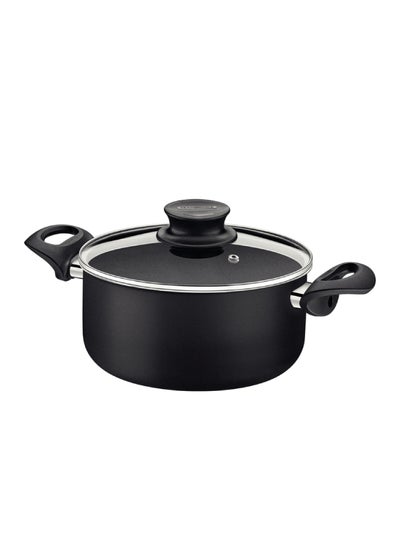 Buy Paris+ 26cm 6.3L Black Aluminum Casserole with Interior and Exterior Starflon Excellent PFOA Free Nonstick Coating in UAE