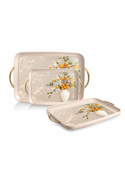 Buy Serving Tray Set of 3pcs Prosper Serving Tray comes in Assorted Colors 45cm, 36cm, 30cm in UAE