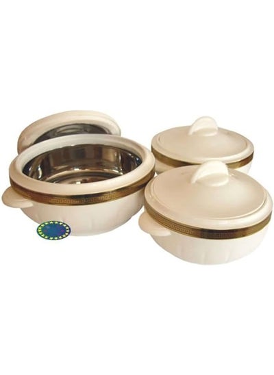 Buy Falcon Food Container Casserole Set 3 Pieces 1.5 2.5 3.5 Liter Capacity White in Saudi Arabia