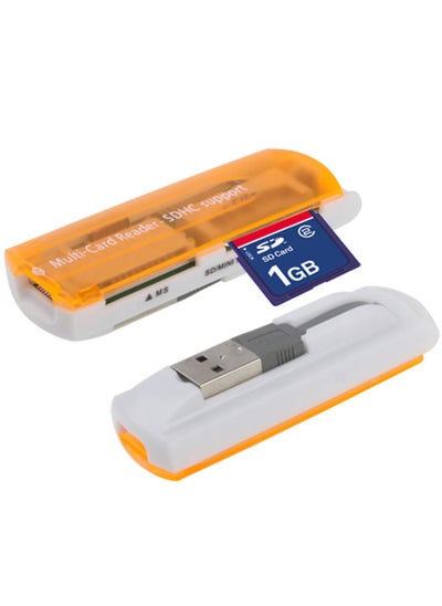 Buy USB 2.0 Multi Card Reader, Support SD/MMC, MS, TF, M2 Card(Orange) in Saudi Arabia