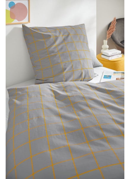 اشتري Single Flannel Duvet Set 135 x 200 cm, Grey/Orange في الامارات