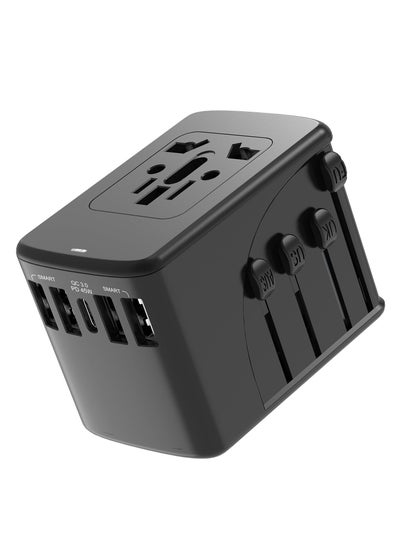 Buy Universal Travel Adapter, 45W PD, 4 USB-A & 1 USB-C Ports, Multi AC Sockets, Converter for 200+ Countries in Saudi Arabia