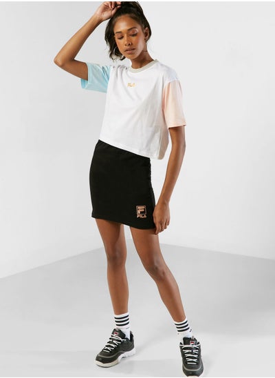 Buy Stacked Foil Logo Skirt in Saudi Arabia