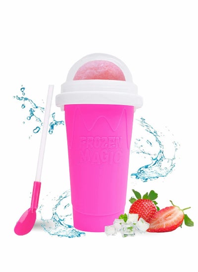 Buy Double Layer Smoothie Maker Cup for Homemade Milkshakes and Ice Cream - Perfect for Family Fun and Kids (Pink) in UAE