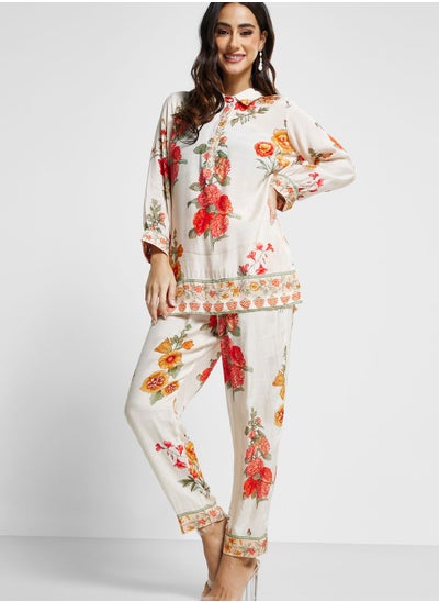 Buy Floral Printed Straight Fit Co-ord Set in UAE