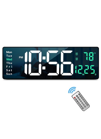 اشتري Digital Wall Clock Large Display, 16.2 Inch Large Wall Clocks, Modern LED Digital Clock with Remote Control for Living Room Decor, Automatic Brightness Dimmer Clock with Date Week Temperature في السعودية