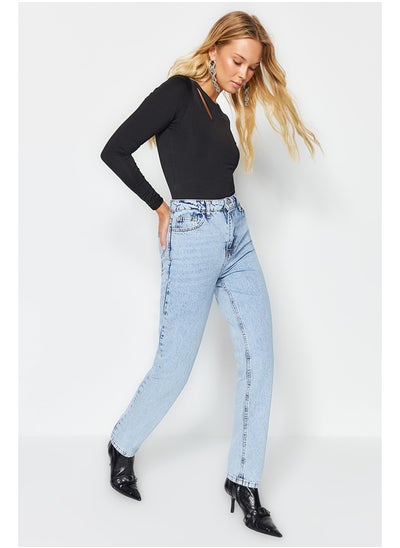 Buy Blue High Waist Straight Jeans TWOSS22JE0250 in Egypt