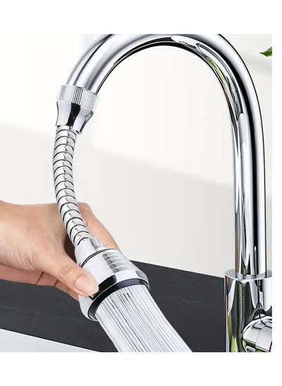 Buy Universal Kitchen Faucet Extender with Adjustable Spray Nozzle and Anti-Splash Filter Silver in UAE