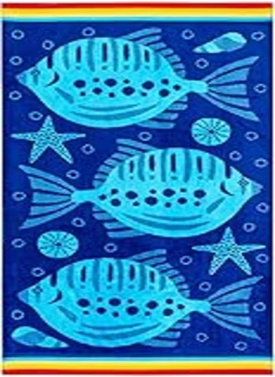 اشتري Signoola Beach Towel 90 x 170 cm, Blue fishes 100% cotton. في مصر