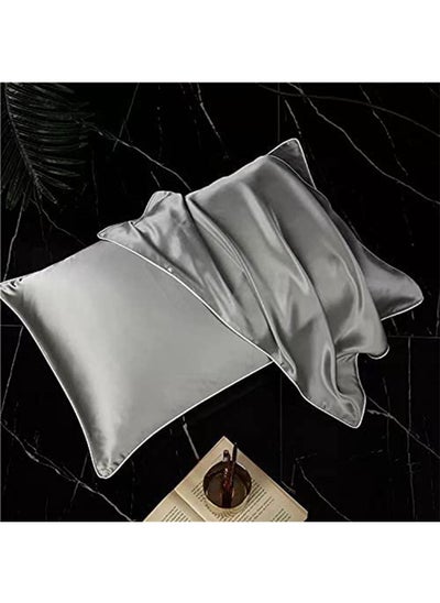 Buy 100% Mulberry Silk Pillowcase for Hair and Skin 19 Momme Natural Silk Pillowcases Soft Breathable Smooth Silk Pillow Cover 48cmX74cm(Silver 1PC) in UAE