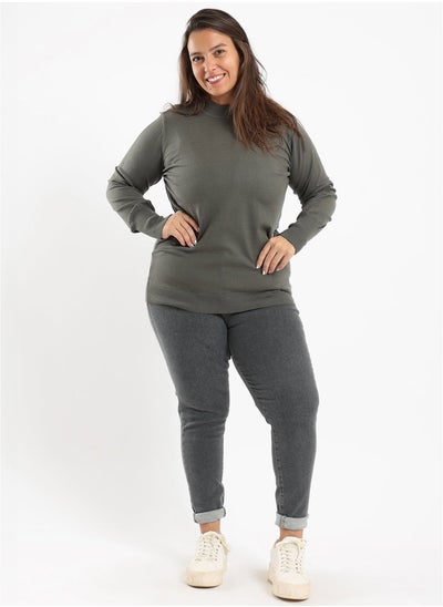 Buy Ribbed Mock Neck Pullover in Egypt