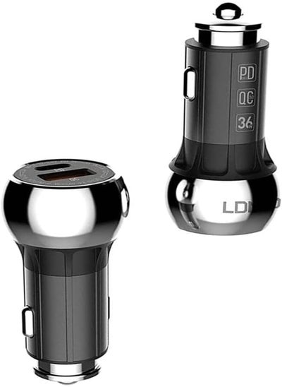 Buy Ldnio Set Of 2 Pieces Of C1 Fast Car Charger Dual Usb Ports With Type-C-Type-C Cable Support Any Devices With Quick Charge Technology in Egypt