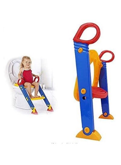 Buy Children's toilet ladder, stair step design, toilet training chair for girls and boys, multi-color in Saudi Arabia