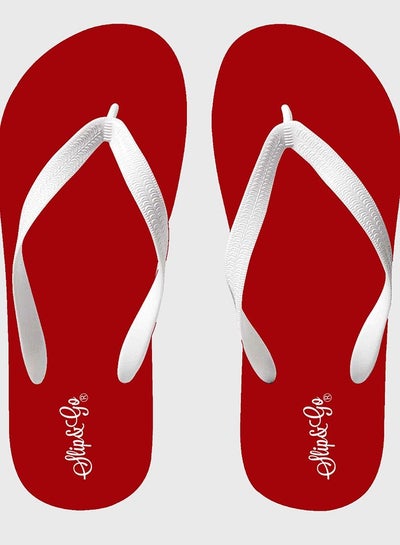 Buy Men's Medical Slippers, Plain red, With A white Strap in Egypt