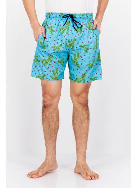 اشتري Men Allover Print Swimwear Short, Turquoise Combo في الامارات