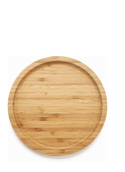 Buy Round Bamboo Tray, Wood Plates, Wooden Serving Platter, Fruit, Bread, Salad Plate, Charcuterie Serving Board, for Dining / Coffee Table, 7.9 inch, 1 Pcs in UAE