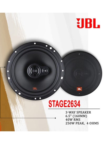 اشتري JBL STAGE2 634 6.5 بوصة (160 ملم) 40 واط RMS 250 واط الذروة 3-Way مكبر صوت مجموعة نظام الصوت للسيارة في الامارات