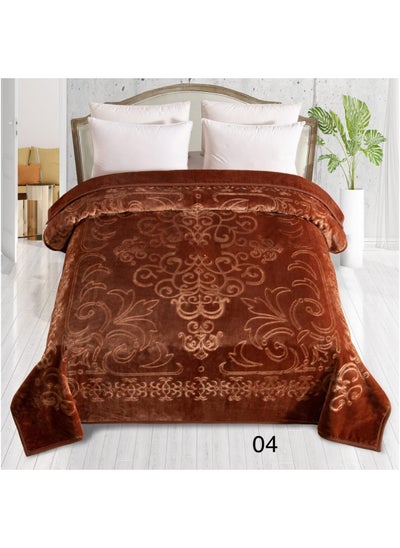 Buy Double blanket, 6 kg, two floors, two sides, an engraved face, a plain face, with a super soft texture, king size, 220 * 240 cm in Saudi Arabia