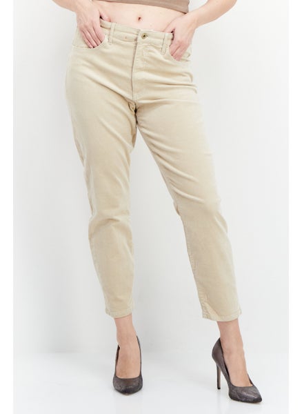 Buy Women Skinny Fit Solid Pants, Beige in UAE