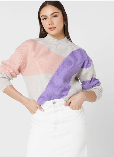 Buy Colorblock Intarsia Sweater in UAE