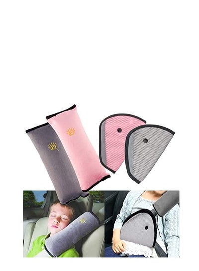 Buy MixColours Seat Belt Adjuster and Pillow with Clip for Kids Travel, Neck Support Headrest Seatbelt Cover & Child, Car Strap Cushion Pads Baby Short People Adult in UAE