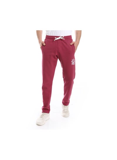 Buy Wine Red Elastic Waist With Drawstring lined cotton Sweatpants in Egypt