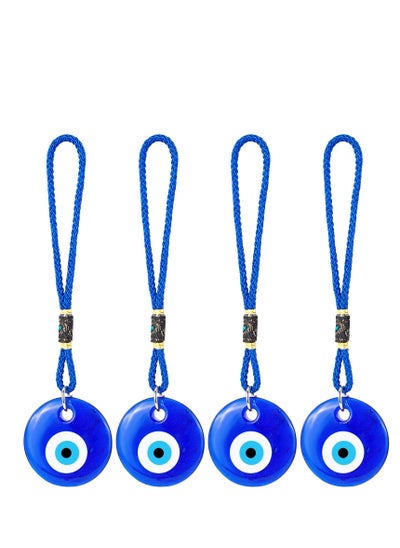 Buy Evil Eye Glass Hanging Pendant Car Charm Ornament Turkish Greek Amulet Evil Eye Decor Car Accessories for Good Luck Protection Wedding Party Favors Blue 4Pcs in UAE