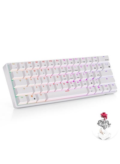 اشتري RK61 61 Keys Bluetooth / 2.4G Wireless / USB Wired Three Modes Red Switch Tablet Mobile Gaming Mechanical Keyboard with RGB Backlight, Cable Length: 1.5m (White) في السعودية