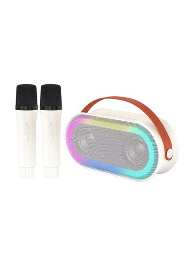 Buy Mini Portable Karaoke Speaker Kits,Wireless Karaoke Speaker with 2 Pack Wireless Microphone for Home Outdoor Party White in Saudi Arabia