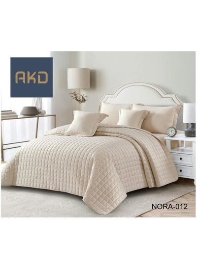 Buy Compressed two-piece comforter set, 6 plain pieces with light filling, quilt size 220 * 240 cm in Saudi Arabia