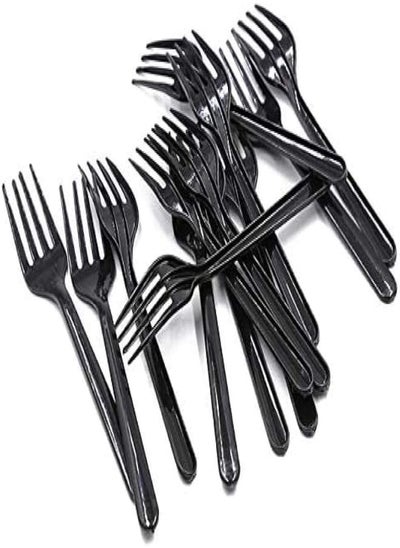 Buy Black Plastic Fork - Heavyweight Disposable Fork, Heavy Duty Black Cutlery - Plastic Utensils - Perfect for Parties and Restaurants - 50 Pieces. in Egypt