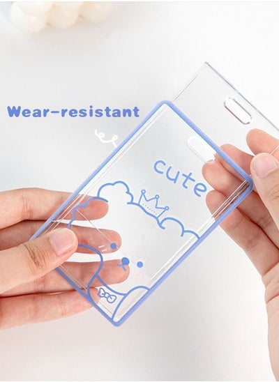 اشتري 1 Pcs Cute Cartoon Dog Graphic ID Card Cover Transparent Acrylic with Sweet Small Bell Keychain Meal/Door/Work Card Protection for Students Kids Girls Boys Clear في الامارات