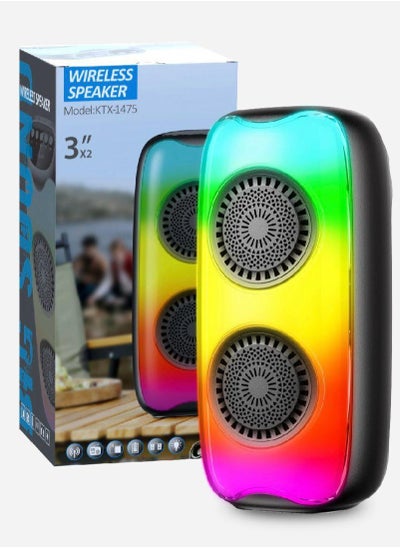 اشتري مكبر صوت خارجي 4 بوصة مضخم صوت RGB ضوء مكبر صوت للحفلات bt صوت محمول مشغل موسيقى mp3 usb tf tws راديو fm في السعودية