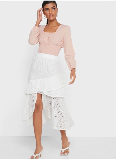 Buy Broderie Anglasie Ruffle Detail Skirt in Saudi Arabia