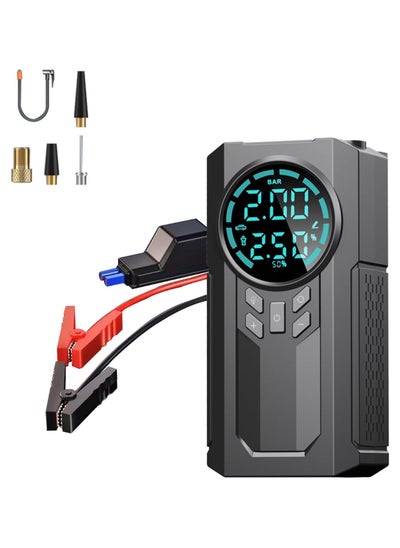 Buy Portable Car Jump Starter with Air Compressor, 120PSI 1000A Car Battery Jump Starter, 12V Battery Pack with Type-C Charge, for 6.0L Gasoline and 3.0L Diesel Engines, 6 in 1 in UAE