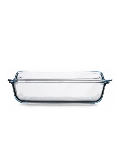 Buy Rectangular Glass Casserole With Lid 2750 ml 33.9x19x7 cm in UAE