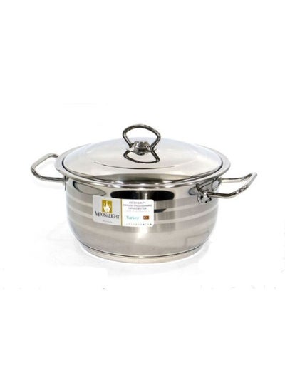 Buy Stainless steel bowl with silver lid 24 cm in Saudi Arabia