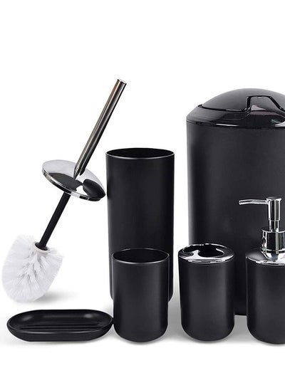 Buy 6 Piece Plastic Bathroom Set Accessories (Black) in UAE